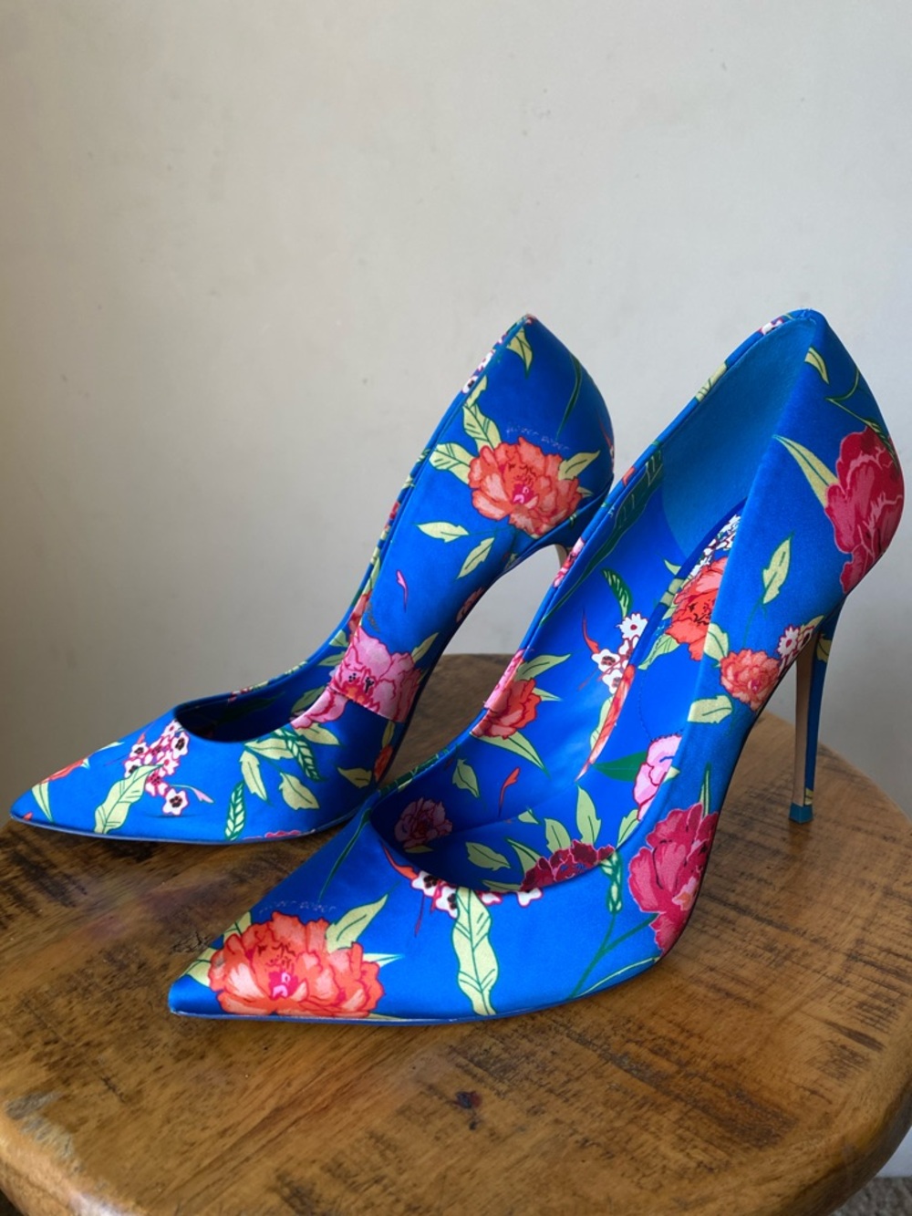Aldo Blue Floral Pointed Stiletto Pumps